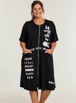 Gozzip Black - Lycia Cardigan med Print, Sort/Hvid, XL-54/56